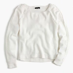 J Crew Scalloped Crewneck Sweater Pullover Top M